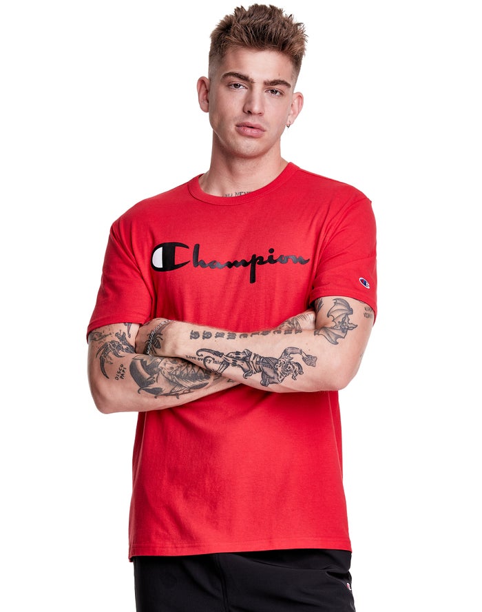 Champion Lightweight Script Logo T-Shirt Heren - Rood - Belgie 4867ODTWF